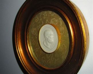 19th Century Chalkware Cameo Medallion in Gilt Frame