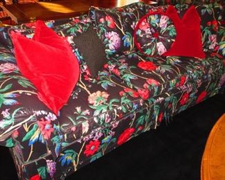 One of a Pair, Floral Chintz Sofa in Polished Cotton