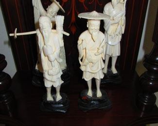 A Group of Chinese Figural Carvings of Fishermen