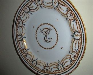 (One of Six) Antique Chinese Export Porcelain Plates with Monogram, 18th Century (Possibly Early 19th)