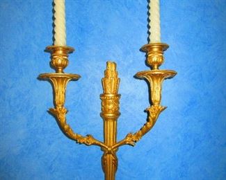 (One of a Pair) Early 19th Century French Empire Gilded Dore Bronze Candle Sconces