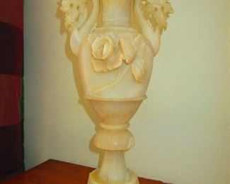 Antique Carved Alabaster Footed Vase