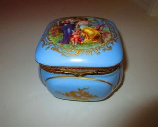 Antique French Painted Porcelain Vanity Box