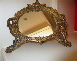 Antique French Brass Mirror