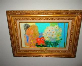 Framed Painting "Marguerites Jaunes" Oil on Canvas, Noe Canjura (French, 1922-1970)