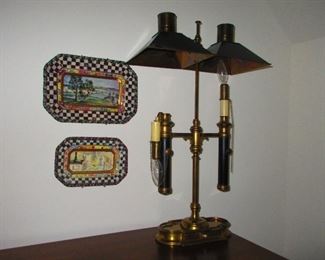 Double Student Lamp and McKenzie Childs Platters