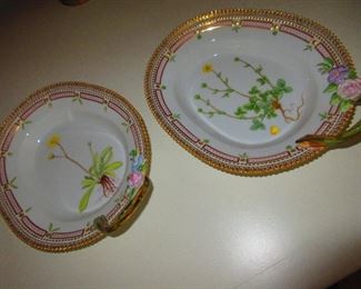 Pair of Royal Copenhagen Flora Danica Porcelain Plates