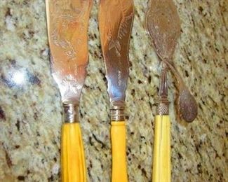 Antique Plated Fish Knives / Server