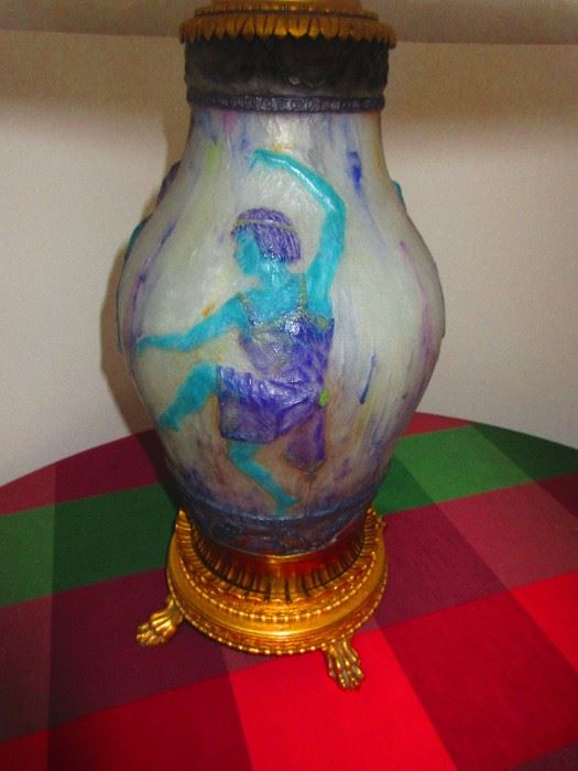 Detail of French Art Deco Pate de Verre Art Glass Vase by G. Argy Rousseau, circa 1823