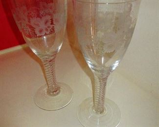 Pair of Monumental Tasting Glasses attributed to Steuben