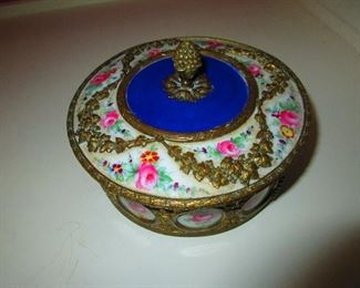 Antique Sevres Porcelain and Ormolu Powder Box