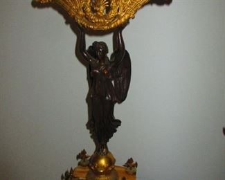 Detail of Antique 19th Century French Gilt and Marble Candlesticks