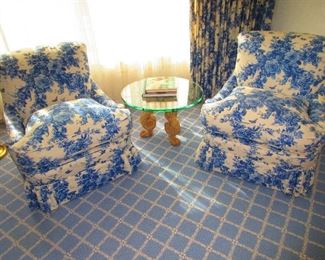 Pair of Chairs wearing Toile