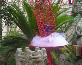 Modern Art:  red 7 foot metal sculpture by the late, Krisanne Frost.