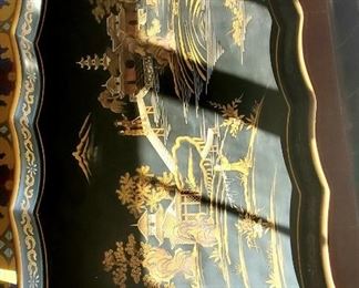 Heritage Cocktail table. From their Far East collection. Taller than most, ball-n-claw, embellished with gold leaf.