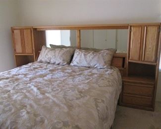 King Size Bed Unit; 2-Side Piers, Lighted Cornice, Headboard & Mirrors