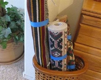 Southwest Style Textiles + Woven & Wood Floor Basket