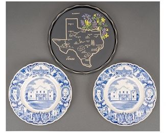 (2) Texas Independence Centennial Chargers and Vintage Texas Tray
