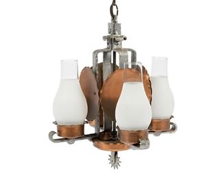 W.R. Dallas (San Antonio, Texas) chandelier, with copper bobeches