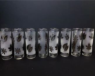 Mid Century Libbey Silver Foliage Collins Glassware 