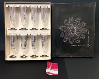 Mid Century Libbey Silver Foliage Pilsner Glassware Collection 