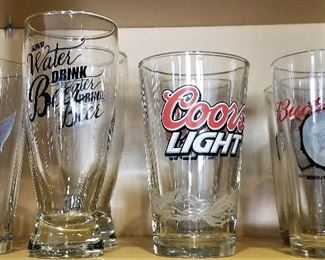 Coors Light and Budweiser beer glasses