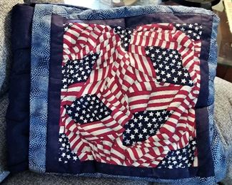 Flag pillow that turns into a blanket