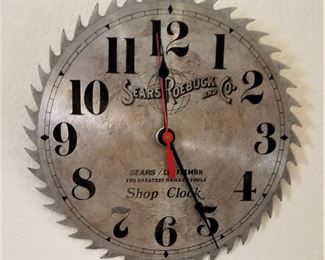 Vintage Sears Roebuck and Co saw blade clock.