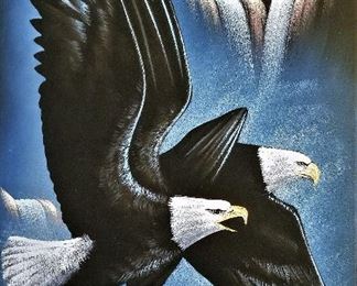 Vintage velvet eagle art