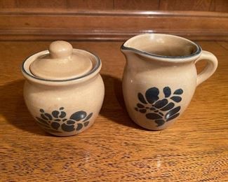 Vintage Pfaltzgraff Folk Art Cream and Sugar 