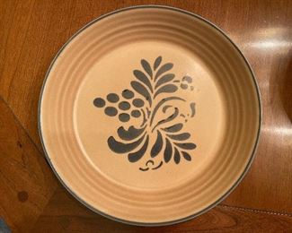 Vintage Pfaltzgraff Folk Art Oval Platter/Pie Plate X 6