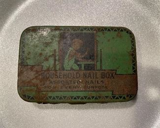 Vintage Household Nail Box Tin
