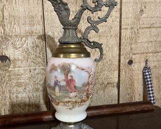 Antique Victorian Floral Mantel Ewer 