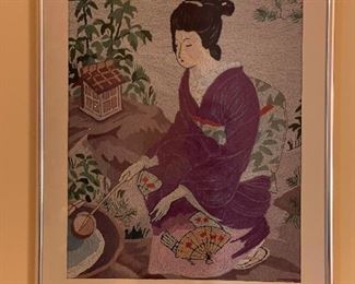 Vintage Japanese Geisha Bunka Embroidery