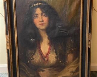 Antique Angelo Asti Oil Canvas Painting