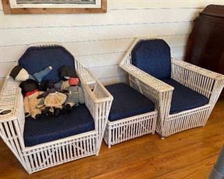 Wicker Chair X 2 and Wicker Ottoman