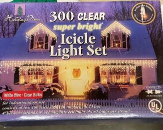 Holiday Place 300 Clear Super Bright Icicle Light Set X 2