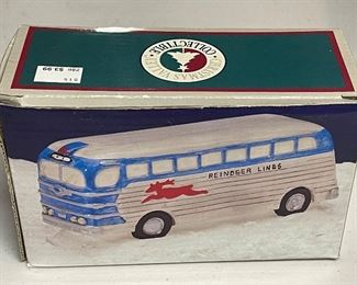 Vintage Christmas Valley Collectible Reindeer Lines Porcelain Bus