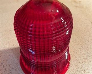 Vintage Red Glass Dome for Airport/Railway Lights X 10