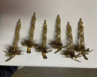 Vintage Gold/Clear Glass Clip-on Ornaments