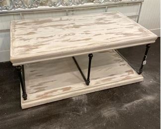 distressed white table
