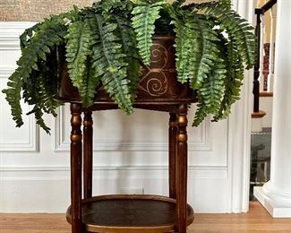 Hand Painted Planter with Faux Fern