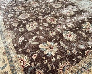 Hand Knotted Wool Rug - 10'5" x 14'4" (brown, cream, blue)