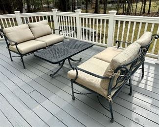 (2) Cast Classics Loveseats & Cast Classics Coffee Table