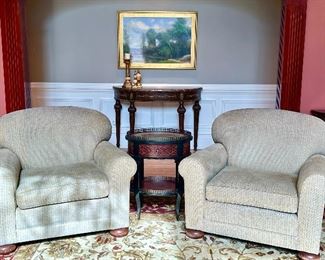 (2) Armchairs with Bun Feet