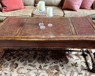 Schnadig Coffee Table, Leather Top
