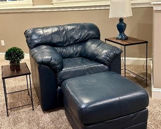 Leather Armchair & Ottoman