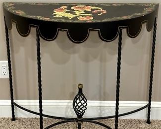 Hand Painted Metal Demilune Table