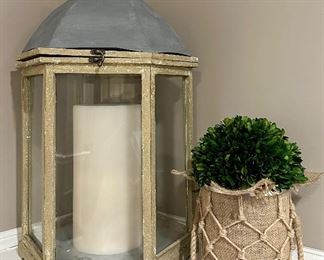 Lantern & Faux Boxwood