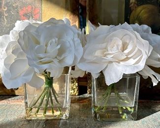 (2) Faux Flowers in Acrylic Water
